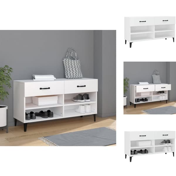 Skoställ & skohyllor - Living Skoskåp vit 102x35x55 cm konstruerat trä