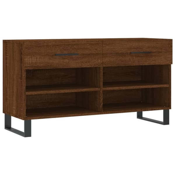 Skoopbevaring - Living skobænk 102x35x55 cm konstrueret træ brun egetræsfarve