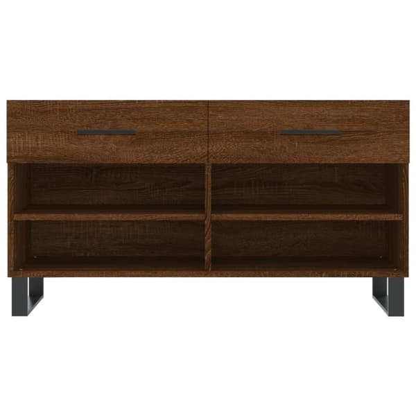 Skoopbevaring - Living skobænk 102x35x55 cm konstrueret træ brun egetræsfarve