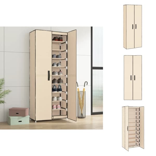 Skoopbevaring - Living skoskab 60x30x166 stof cremefarvet
