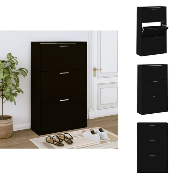 Skoställ & skohyllor - Living Skoskåp svart 63x24x103 cm konstruerat trä