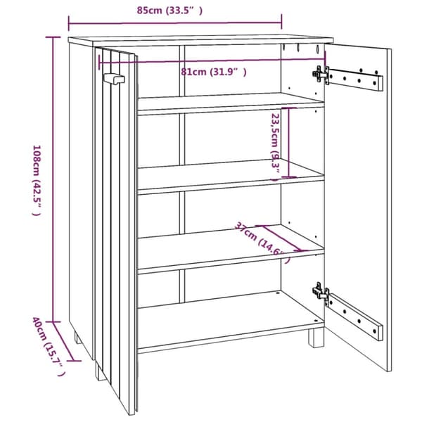 Skoopbevaring - Living skoskab HAMAR 85x40x108 cm massivt fyrretræ mørkegrå