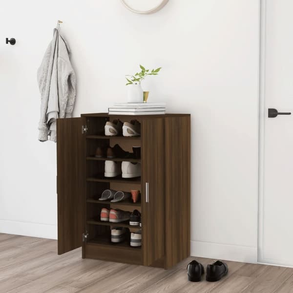 Kenkähyllyt & -telineet - Living Kenkäteline ruskea tammi 60x35x92 cm tekninen puu
