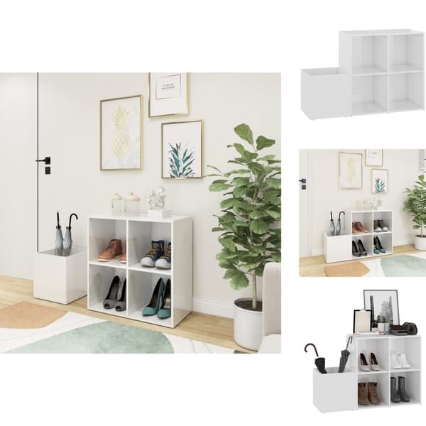 Skoopbevaring - Living skoskab 105x35,5x70 cm konstrueret træ hvid højglans