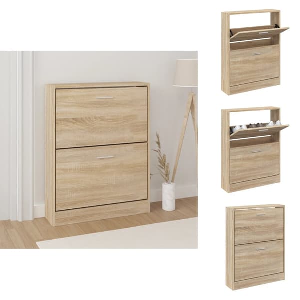 Skoopbevaring - Living skoskab 59x17x81 cm konstrueret træ egetræ
