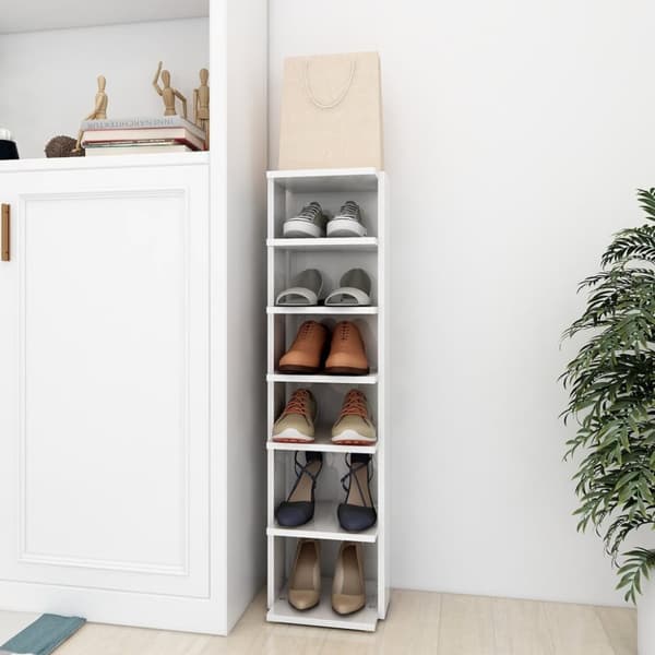Skoopbevaring - Living skoskab 27,5x27x102 cm konstrueret træ hvid højglans