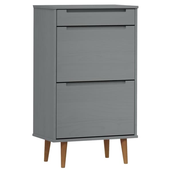 Skoopbevaring - Living skoskab MOLDE 59,5x35x103 cm massivt fyrretræ grå