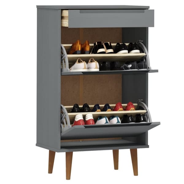 Skoopbevaring - Living skoskab MOLDE 59,5x35x103 cm massivt fyrretræ grå