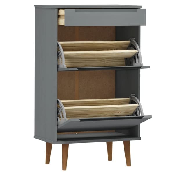 Skoopbevaring - Living skoskab MOLDE 59,5x35x103 cm massivt fyrretræ grå