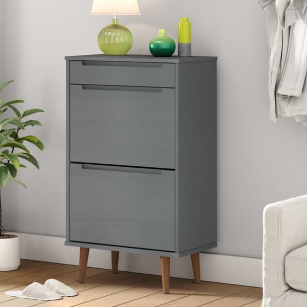 Skoopbevaring - Living skoskab MOLDE 59,5x35x103 cm massivt fyrretræ grå