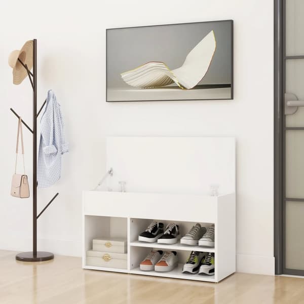 Kenkähyllyt & -telineet - Living Kenkien säilytyspenkki valkoinen 80x30x45 cm tekninen puu