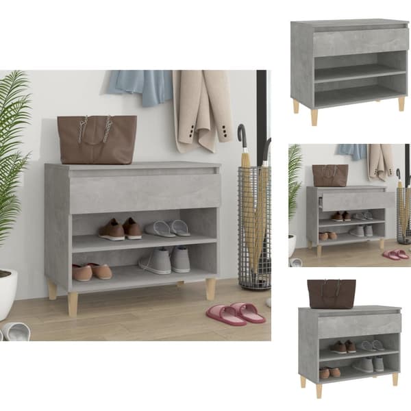 Skoopbevaring - Living skoreol 70x36x60 cm konstrueret træ betongrå