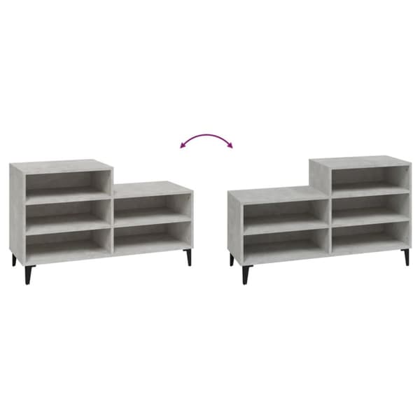 Skoopbevaring - Living skoreol 102x36x60 cm konstrueret træ betongrå