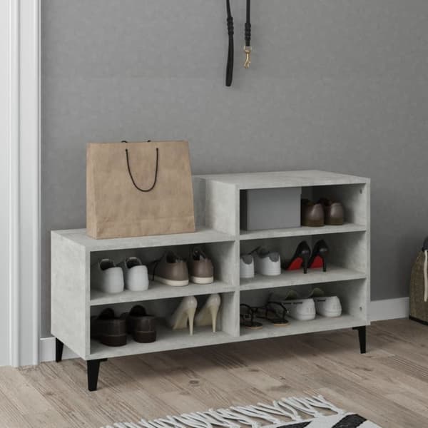 Skoopbevaring - Living skoreol 102x36x60 cm konstrueret træ betongrå