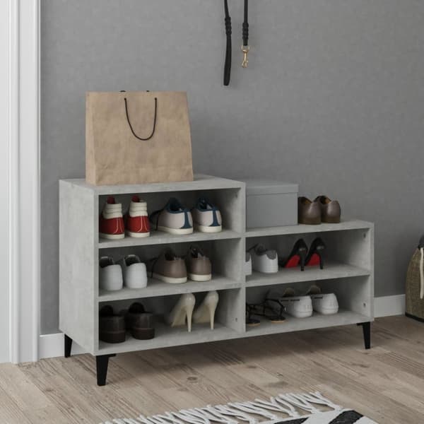 Skoopbevaring - Living skoreol 102x36x60 cm konstrueret træ betongrå