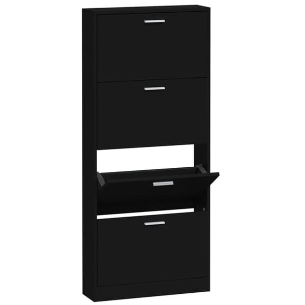 Skoopbevaring - Living skoskab 59x17x150 cm konstrueret træ sort