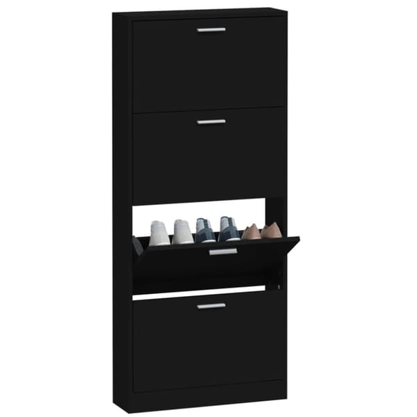Skoopbevaring - Living skoskab 59x17x150 cm konstrueret træ sort