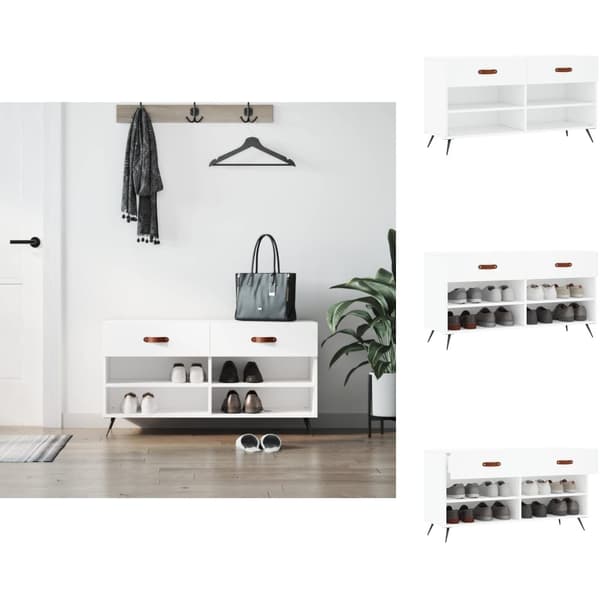 Skoställ & skohyllor - Living Skobänk vit 102x35x55 cm konstruerat trä