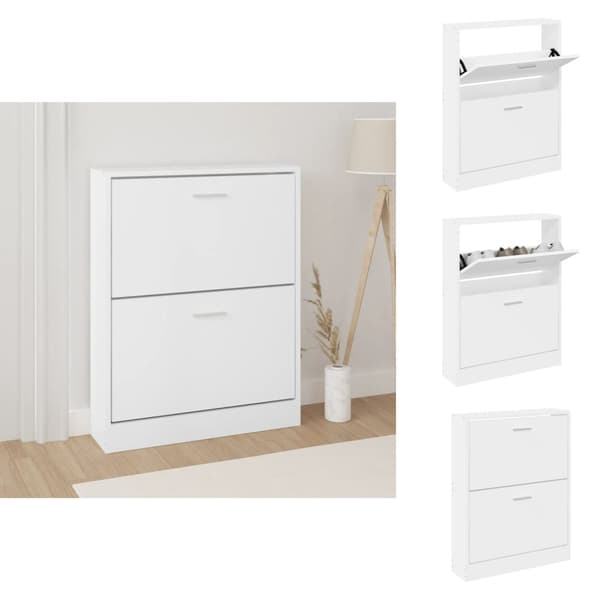 Skoopbevaring - Living skoskab 59x17x81 cm konstrueret træ hvid