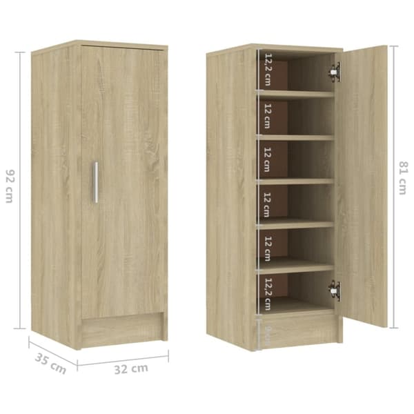 Skoopbevaring - Living skoskab 32x35x92 cm spånplade sonoma-eg