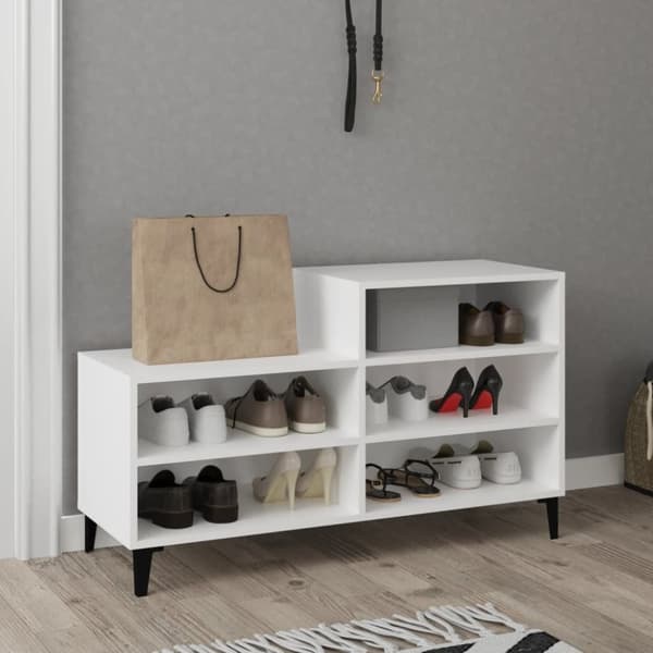 Skoopbevaring - Living skoreol 102x36x60 cm konstrueret træ hvid