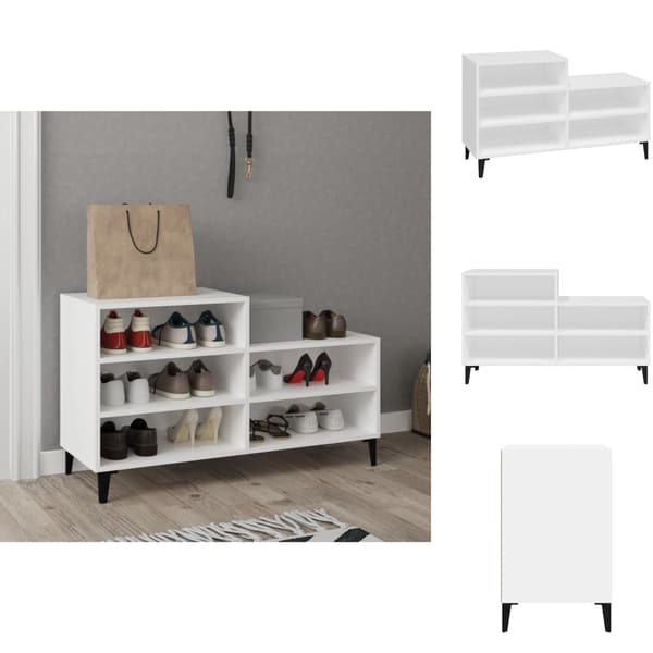 Skoopbevaring - Living skoreol 102x36x60 cm konstrueret træ hvid