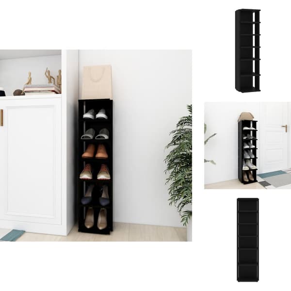 Skoopbevaring - Living skoskab 27,5x27x102 cm konstrueret træ sort