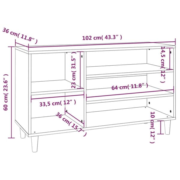 Skoopbevaring - Living skoskab 102x36x60 cm konstrueret træ røget egetræsfarve