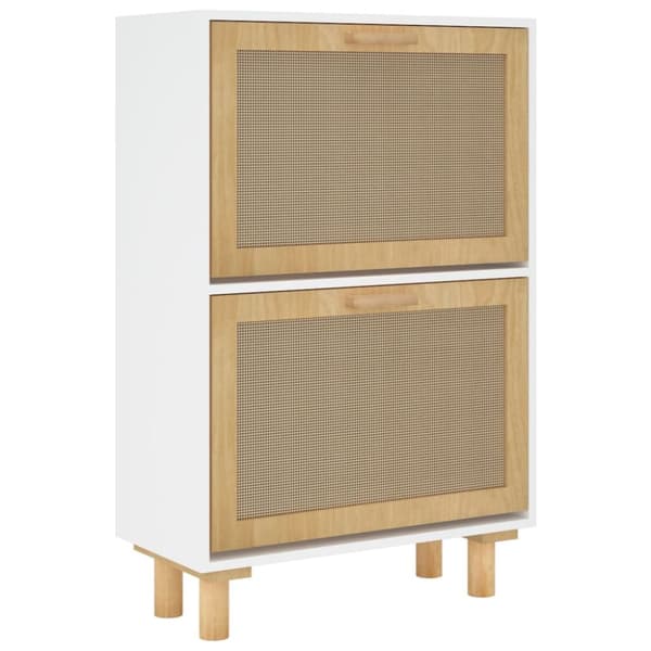 Skoopbevaring - Living skoskab 52x25x80 cm konstrueret træ og naturlig rattan hvid