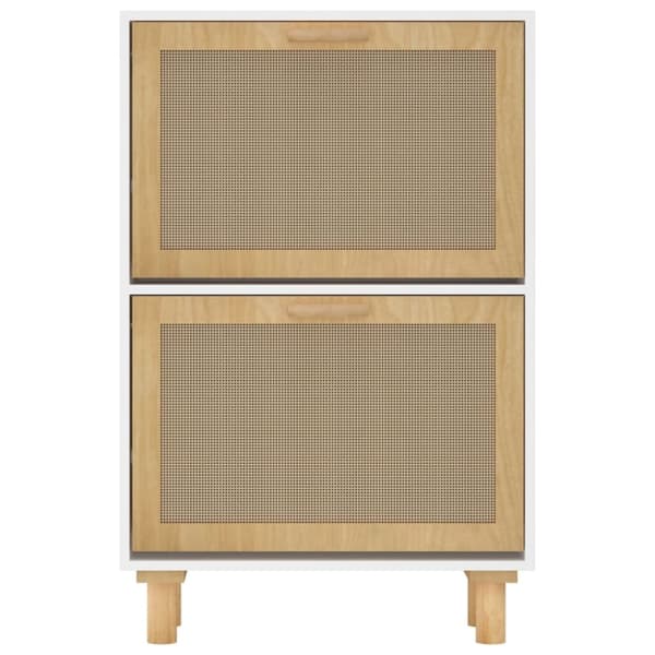 Skoopbevaring - Living skoskab 52x25x80 cm konstrueret træ og naturlig rattan hvid