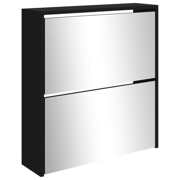 Skoopbevaring - Living skoskab med spejl 2 hylder 63x17x67 cm sort