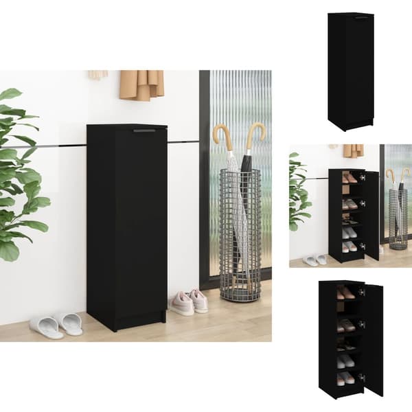 Skoopbevaring - Living skoskab 30x35x100 cm konstrueret træ sort