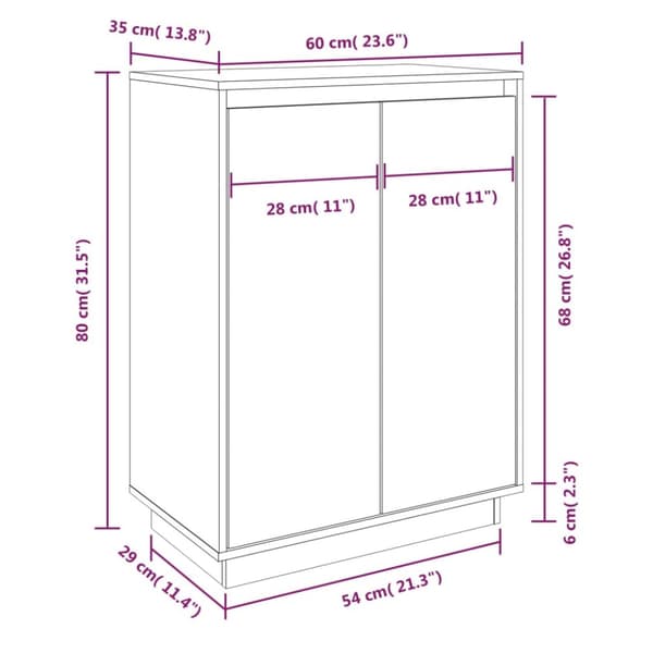 Skoopbevaring - Living skoreol 60x35x80 cm massivt fyrretræ hvid