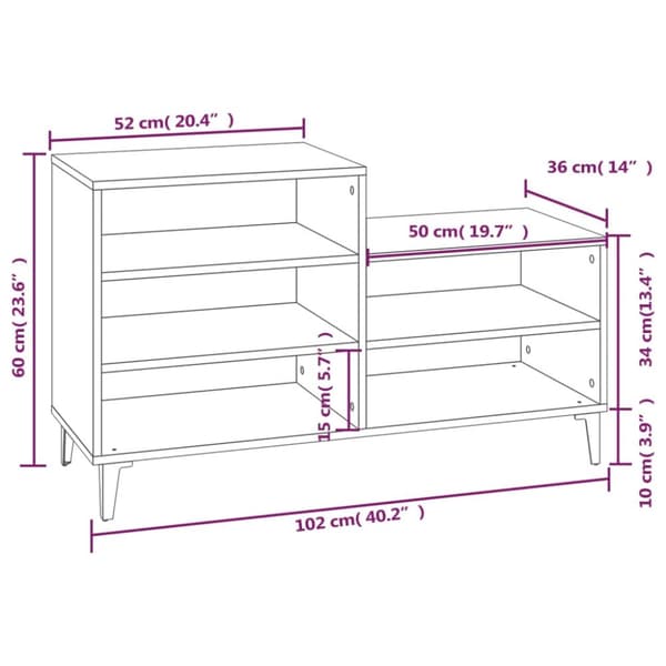 Skoopbevaring - Living skoskab 102x36x60 cm konstrueret træ brun egetræ