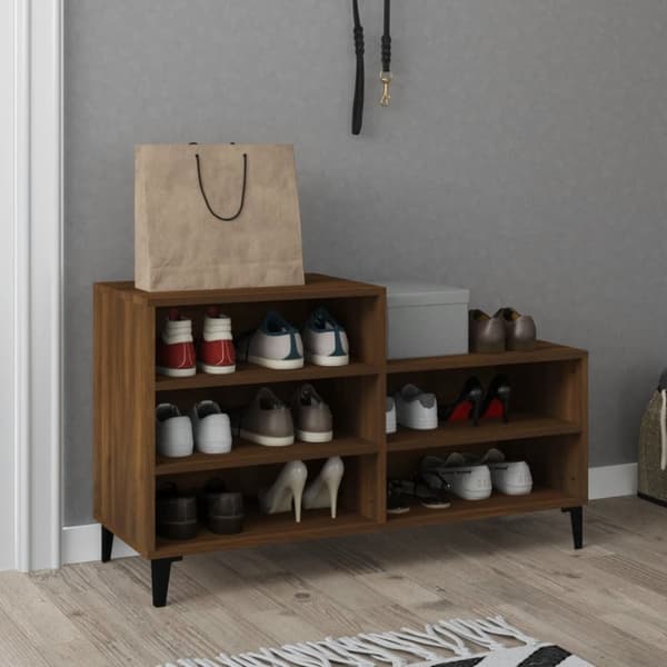 Skoopbevaring - Living skoskab 102x36x60 cm konstrueret træ brun egetræ
