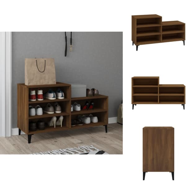 Skoopbevaring - Living skoskab 102x36x60 cm konstrueret træ brun egetræ