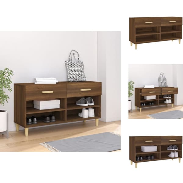 Kenkähyllyt & -telineet - Living Kenkäkaappi ruskea tammi 102x35x55 cm tekninen puu