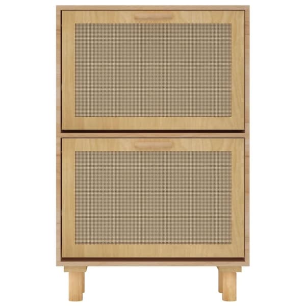 Skoopbevaring - Living skoskab 52x25x80 cm konstrueret træ og naturlig rattan brun