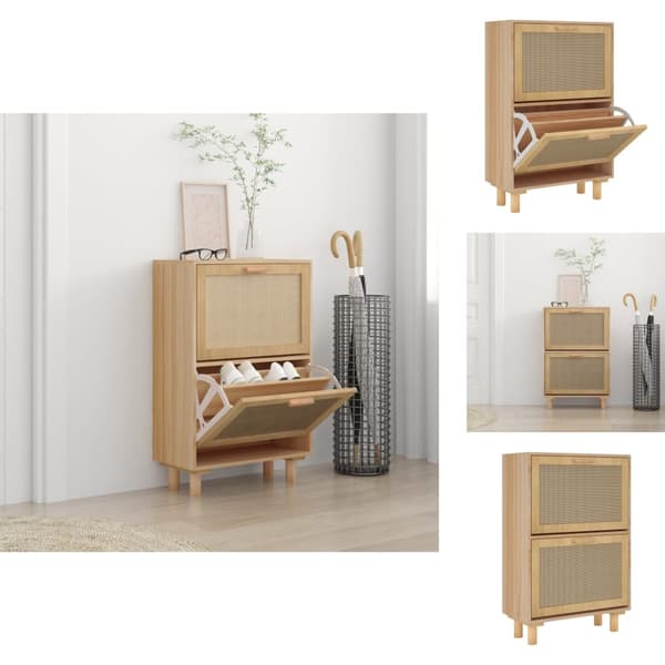 Skoopbevaring - Living skoskab 52x25x80 cm konstrueret træ og naturlig rattan brun