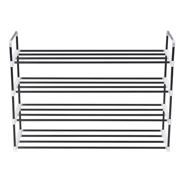 Skostativ med 4 hylder metal og plastik sort - Skostativ - Skostativer - Home & Living