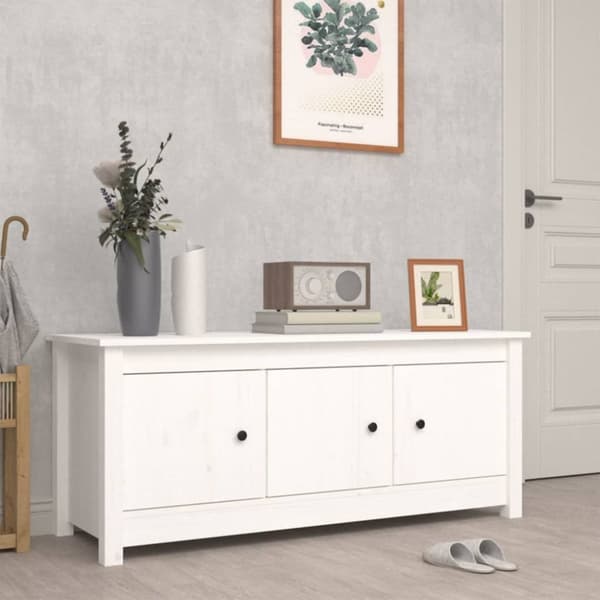 Skoskåp vit 110x38x45,5 cm massiv furu - Skohylla - Skohyllor - Home & Living