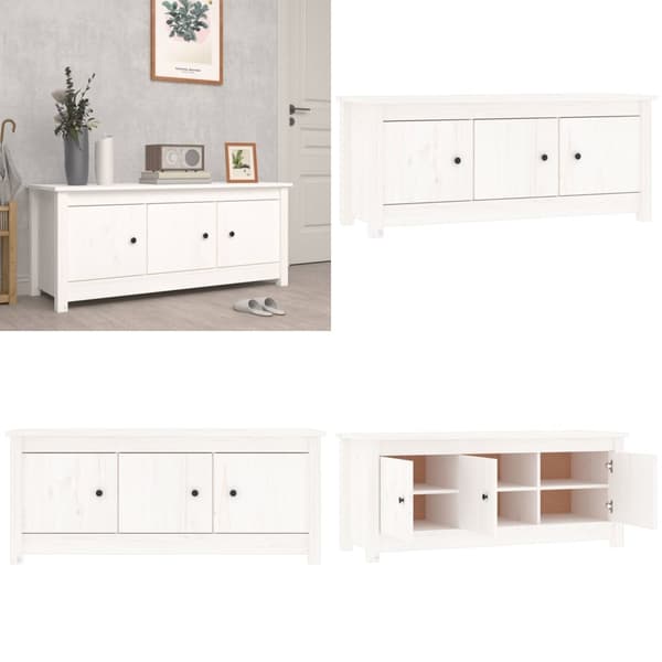 Skoskåp vit 110x38x45,5 cm massiv furu - Skohylla - Skohyllor - Home & Living