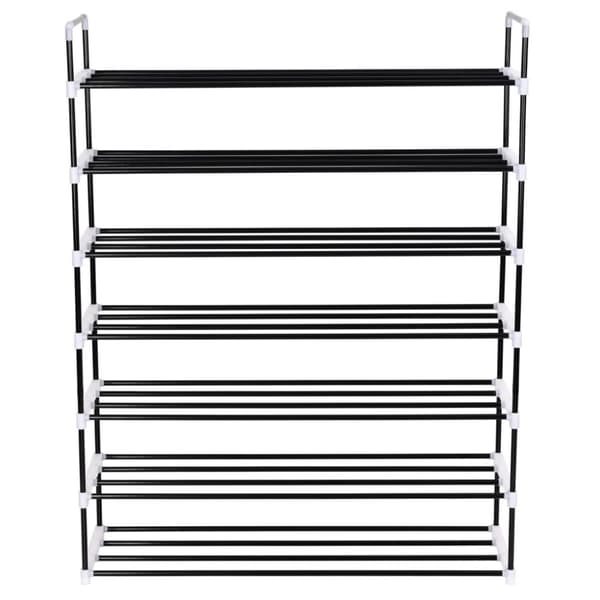 Skostativ med 7 hylder metal og plastik sort - Skostativ - Skostativer - Home & Living