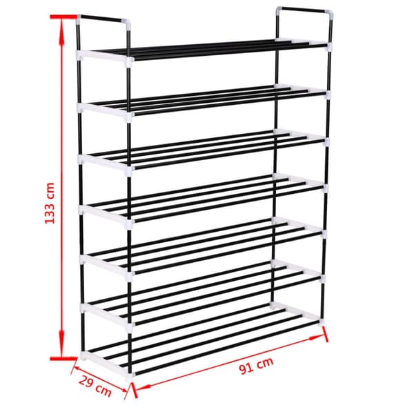 Skostativ med 7 hylder metal og plastik sort - Skostativ - Skostativer - Home & Living