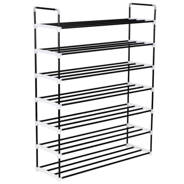 Skostativ med 7 hylder metal og plastik sort - Skostativ - Skostativer - Home & Living
