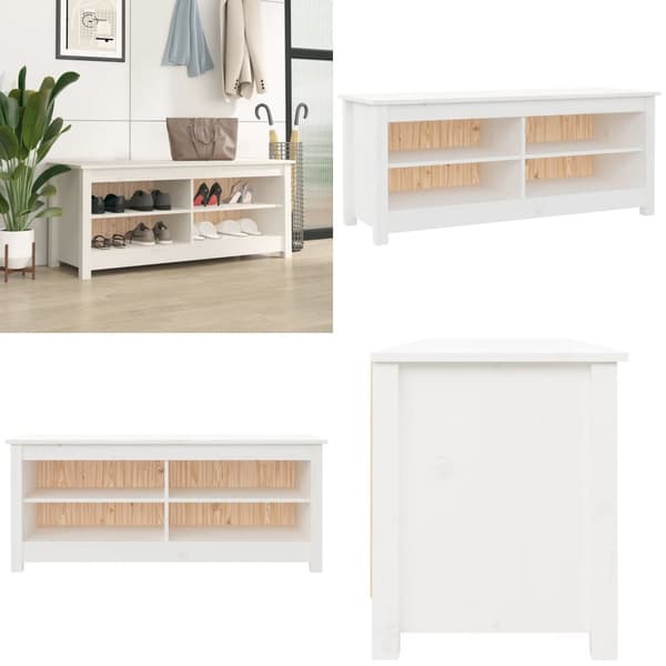 Skobänk vit 110x38x45,5 cm massiv furu - Skobänk - Skobänkar - Home & Living