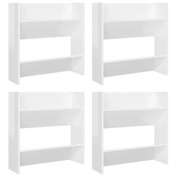 Væghængte skoskabe 4 stk. 60x18x60 cm spånplade hvid højglans - Væghængt Skoskab - Væghængte Skoskabe - Home & Living