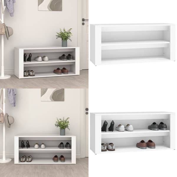 Skoreol 100x35x45 cm konstrueret træ hvid - Skoreol - Skoreoler - Home & Living