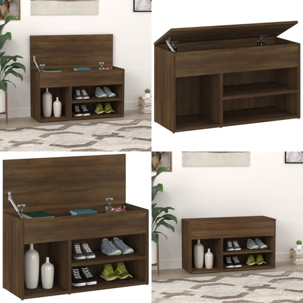 Skobænk 80x30x45 cm konstrueret træ brun egetræ - Skobænk - Skobænke - Home & Living
