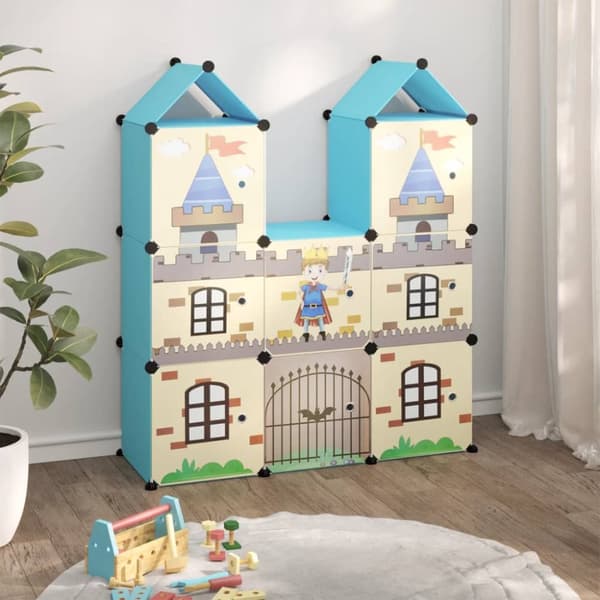 Säilytyskaappi lapsille 8 kuutiolla sininen PP - Varastokaappi - Varastokaapit - Home & Living